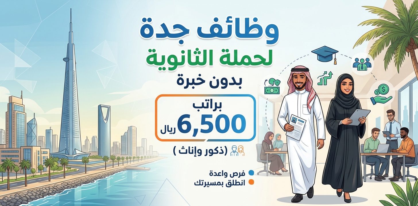 وظائف جدة لحملة الثانوية بدون خبرة براتب 6,500 ريال (ذكور واناث) 1 وظائف جدة لحملة الثانوية بدون خبرة